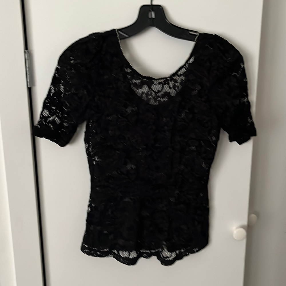 White House Black Market Lace Peplum Tee